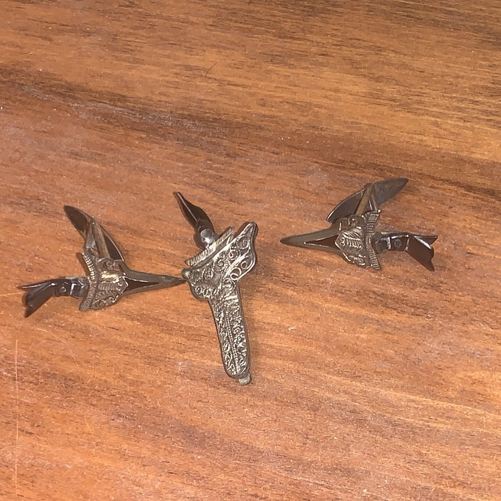 VtG Mini Malaysian Engraved Sterling Silver Kris Sword Tie Tack & Cuff links